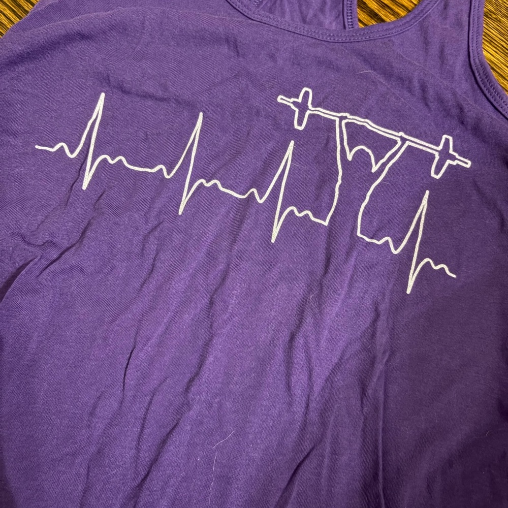 Purple Racerback Weightlifting Graphic Tank Top - Picture 2 of 3